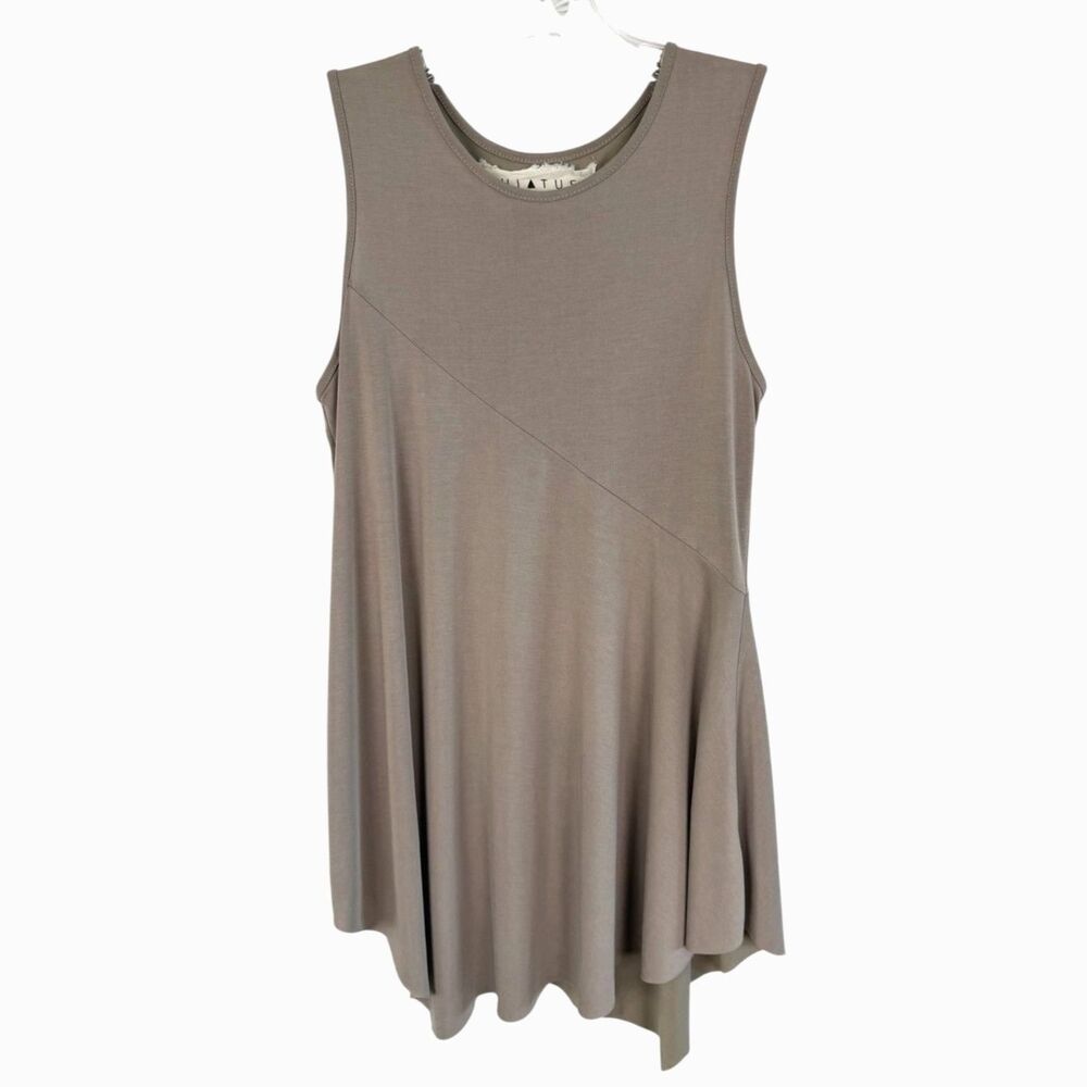 Hiatus Asymmetrical Hem Tunic Tank Top Taupe Modal Blend Size Small
